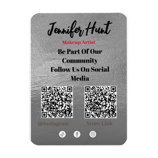 Trendy Flyers Social Media QR Code Einladung Magnet (Vertikal)