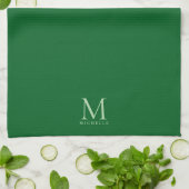 Trendy Forest Green Modern Template Monogram Chic Geschirrtuch (Gefaltet)
