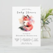 Trendy Forest Theme Fox Baby Dusche Einladung (Stehend Vorderseite)