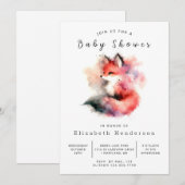 Trendy Forest Theme Fox Baby Dusche Einladung (Vorne/Hinten)