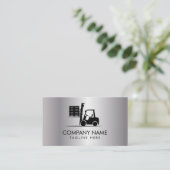 Trendy Forklift, Logisitcs - Professional Silver Visitenkarte (Stehend Vorderseite)