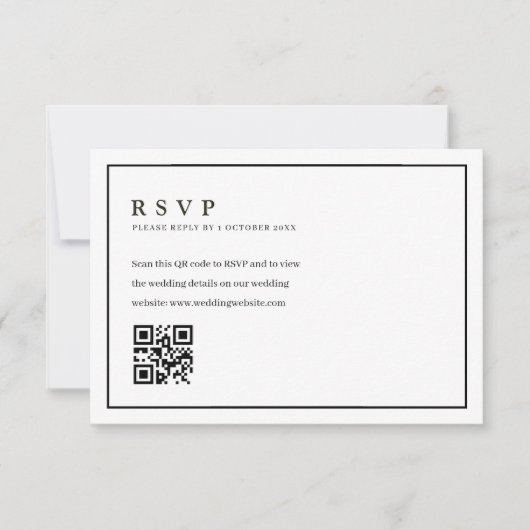 Trendy formelle Rahmen Hochzeit QR-Code rsvp Karte (Vorderseite)