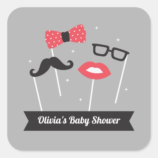 Trendy Foto Booth Props Baby Shower Stickers (Vorderseite)