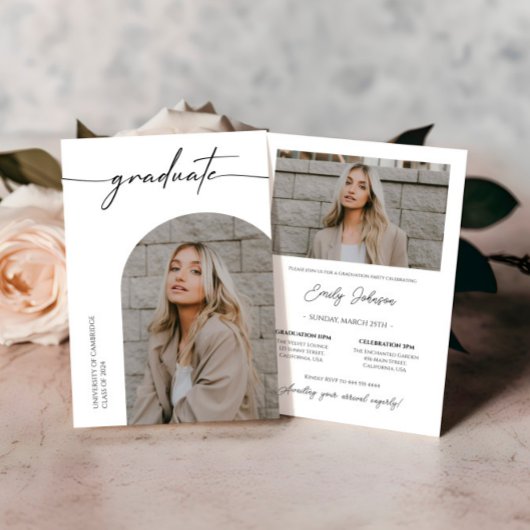 Trendy Foto Chic Graduation Party Einladung