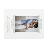 Trendy Foto Chic Ornament Anspruchsvolle Hochzeit Magnet (Horizontal)
