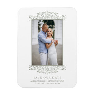 Trendy Foto Chic Ornament Anspruchsvolle Hochzeit Magnet