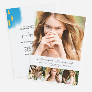 Trendy Foto Collage and Splashes Graduation Party Einladung