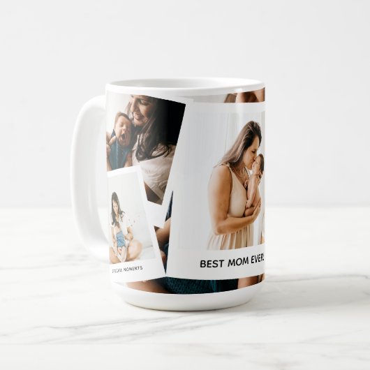 Trendy Foto Collage 'Best Mama Ever' Kaffeetasse (Vorderseite Links)
