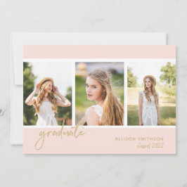 Trendy Foto Collage Blush Pink Gold Abschluss Ankündigung