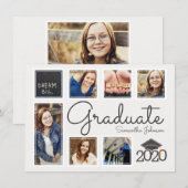 Trendy Foto Collage Cap Graduate Ankündigung (Vorne/Hinten)
