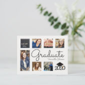 Trendy Foto Collage Cap Graduate Ankündigung Postkarte (Stehend Vorderseite)