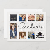Trendy Foto Collage Cap Graduate Ankündigung Postkarte (Vorne/Hinten)