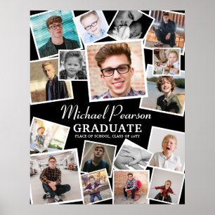 Trendy Foto Collage Graduation Party Poster