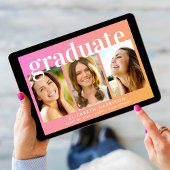 Trendy Foto Collage Pink Orange Abschluss Ankündigung