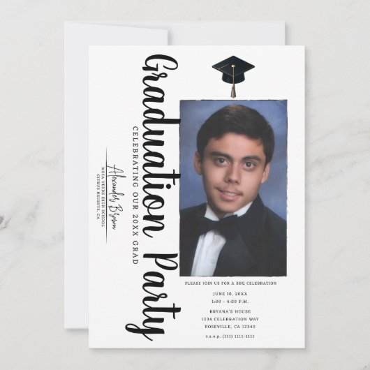 Trendy Foto Graduation Party Celebration GRILLEN Einladung (Vorderseite)
