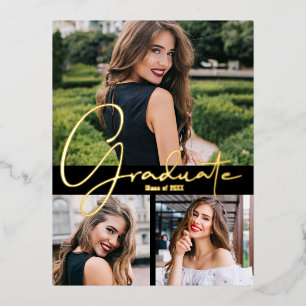 Trendy Foto Graduation Party Folie Einladungspostkarte