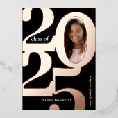 Trendy Foto Graduation Party Rose Gold Folieneinladung (Vorderseite)