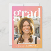 Trendy Foto Pink Orange Abschluss Ankündigung (Vorderseite)