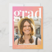 Trendy Foto Pink Orange Abschluss Ankündigung (Vorderseite)