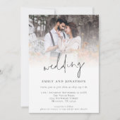 Trendy Foto QR informelle SkriptWedding Einladung (Vorderseite)