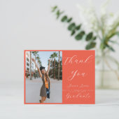 Trendy Foto Script Overlay Grad Vielen Dank Postkarte (Stehend Vorderseite)