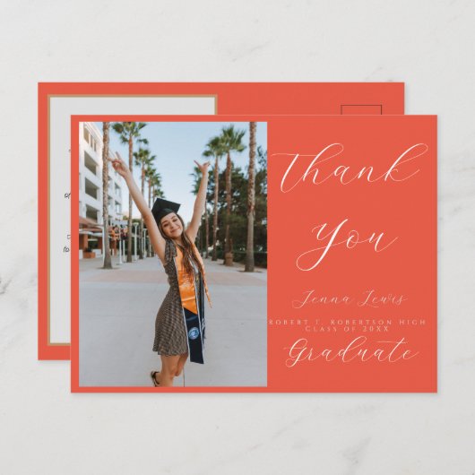 Trendy Foto Script Overlay Grad Vielen Dank Postkarte (Vorne/Hinten)