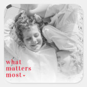 Trendy Foto und was am meisten positiv RedQuote is Quadratischer Aufkleber (Vorderseite)