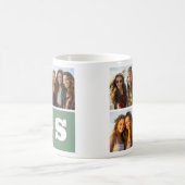 Trendy-FotoCollage mit grünem Monogramm Kaffeetasse (Mittel)