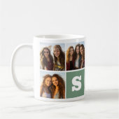 Trendy-FotoCollage mit grünem Monogramm Kaffeetasse (Links)