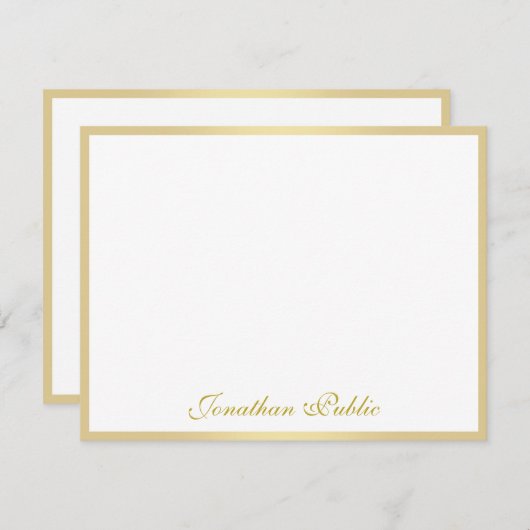 Trendy Freehand Gold Script Beruflich Mitteilungskarte (Vorne/Hinten)