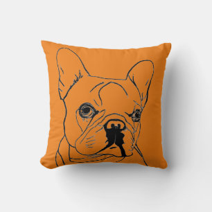 Trendy French Bulldog Orange Line Zeichnend Kissen