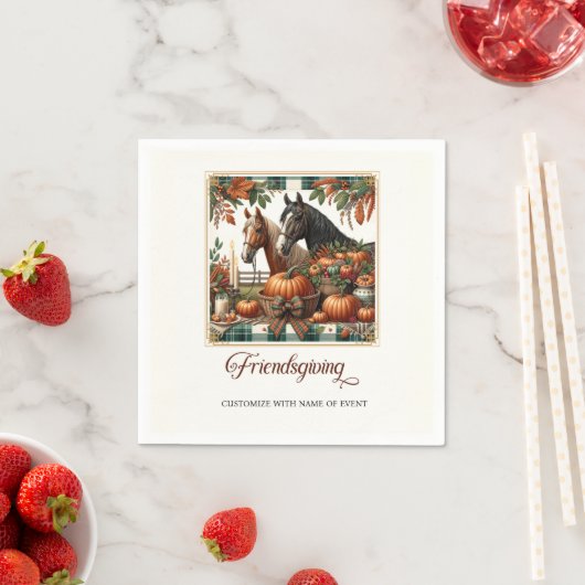 Trendy Friendsgiving Horse Serviette (Beispiel)