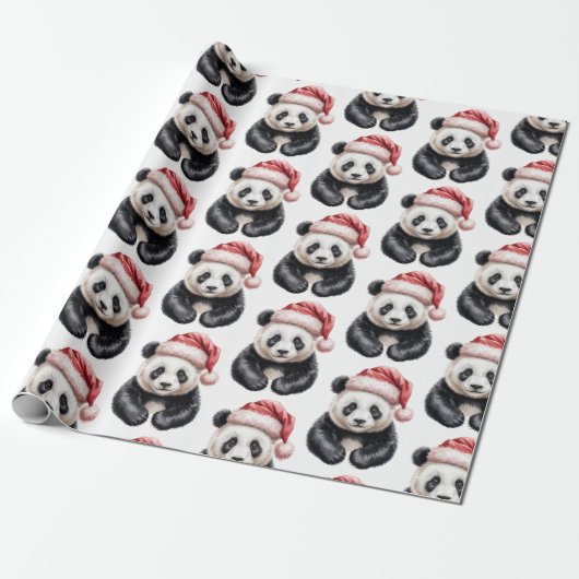 Trendy FroChristmas Niedlich Panda Bärenmuster Geschenkpapier (Ungerollt)