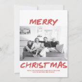 Trendy Frohe Weihnachts-Fotokarte | Rot Feiertagskarte (Vorderseite)
