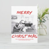 Trendy Frohe Weihnachts-Fotokarte | Rot Feiertagskarte (Stehend Vorderseite)