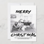 Trendy Frohe Weihnachts-Fotokarte | Schwarz Feiertagskarte (Vorderseite)