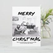 Trendy Frohe Weihnachts-Fotokarte | Schwarz Feiertagskarte (Stehend Vorderseite)