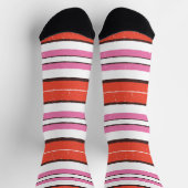 Trendy fröhliche Farben gestreift Muster l Red l P Socken (Oben)