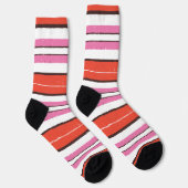 Trendy fröhliche Farben gestreift Muster l Red l P Socken (Rechts)