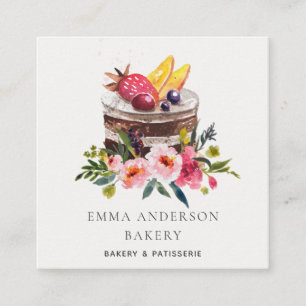 Trendy Frucht Blumenkuchen Patisserie Cupcake Bäck Quadratische Visitenkarte