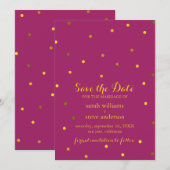 Trendy Fuchsia Imitate Gold Foil Dots Save the Dat Date (Vorne/Hinten)