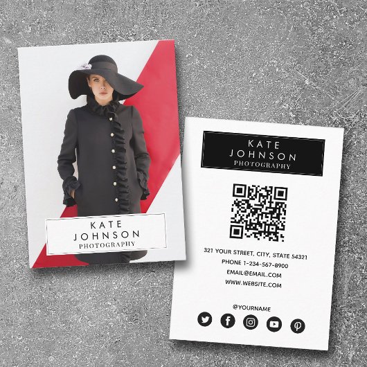 Trendy Full Foto Fashion Fotograf QR Code Visitenkarte