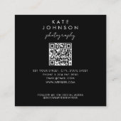 Trendy Full Foto QR Code Script Calligraphy Quadratische Visitenkarte (Rückseite)