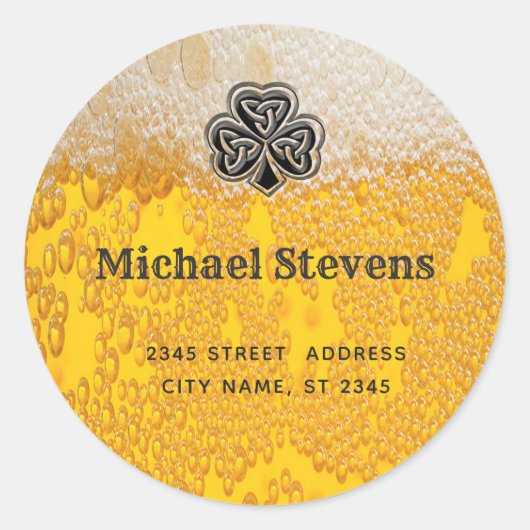 Trendy fun Bier Irish Glück Kleeblatt Rückgabetätt Runder Aufkleber (Vorderseite)