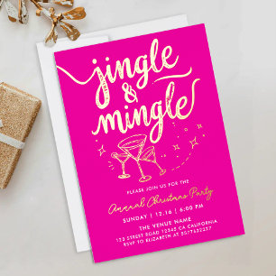 Trendy Fun Fuchsia Weihnachts Party Cocktail Scrip Folieneinladung