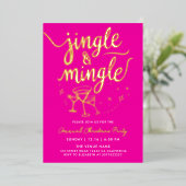 Trendy Fun Fuchsia Weihnachts Party Cocktail Scrip Folieneinladung (Stehend vorne)