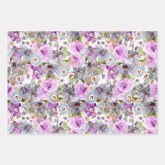 Trendy Fun Girly Pink Lila Blauer Streifen Geschenkpapier Set (Vorderseite)