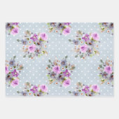 Trendy Fun Girly Pink Lila Blauer Streifen Geschenkpapier Set (Vorderseite 3)