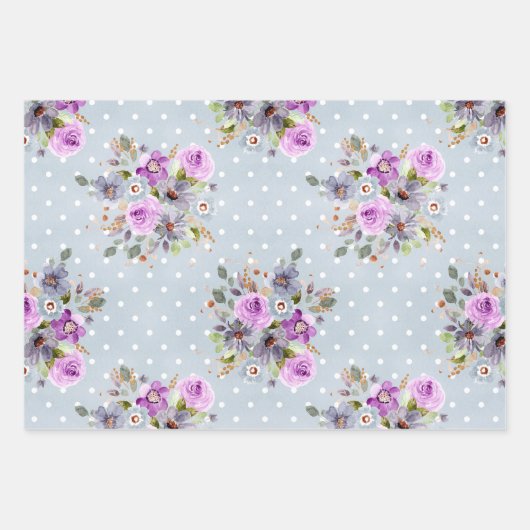 Trendy Fun Girly Pink Lila Blauer Streifen Geschenkpapier Set (Vorderseite 3)