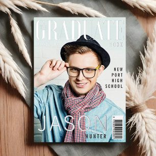 Trendy Fun Graduate Magazine Cover Inspiriert Grad Folieneinladung